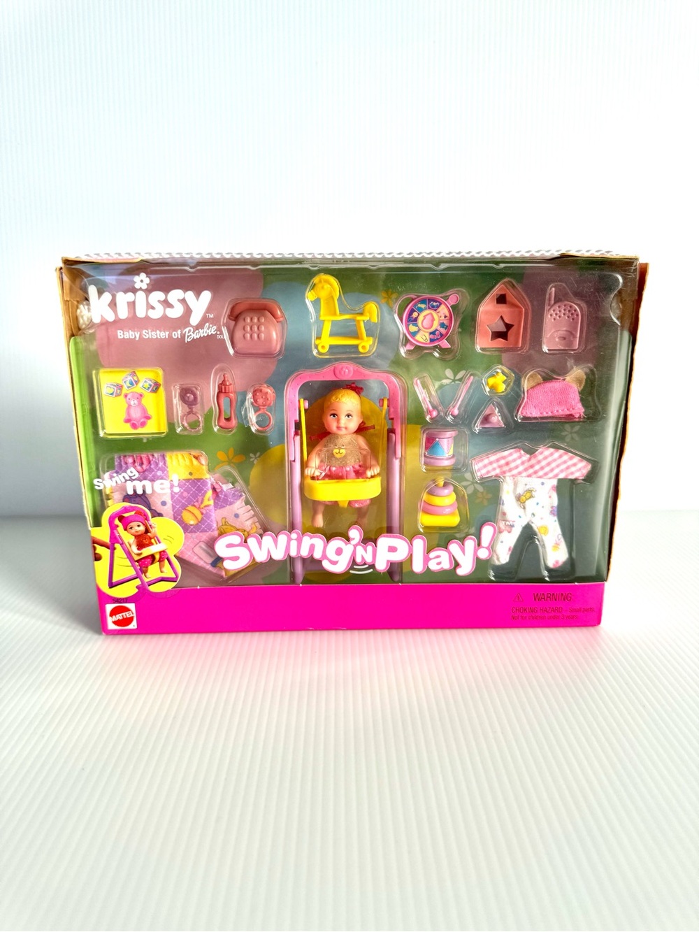 🩷NIB. Vintage Barbie Baby Krissy Swing'n Play! Baby Doll Set with accessories